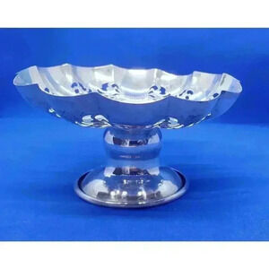 Vintage Silver Plate Candle Holder Trinket Candy Vanity Dish Ornate Petite